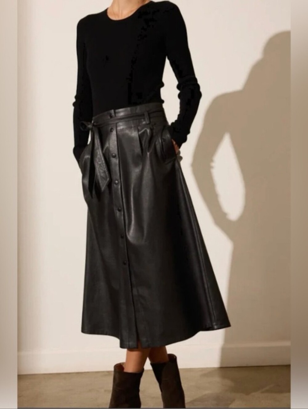 BROCHU WALKER VEGAN LEATHER TEAGAN MIDI SKIRT SZ M - Picture 4 of 13